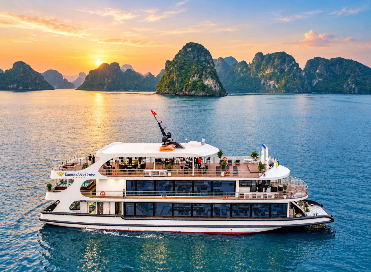 Халонг: Diamond Era Cruise — пещеры, остров Титоп, джакузи и вечеринка на закате