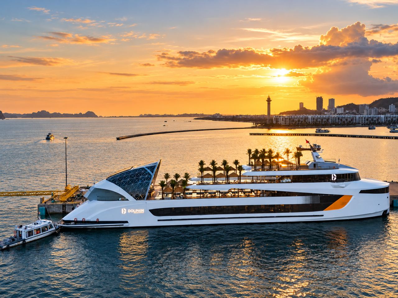 Из Ханоя: Dolphin Luxury Day Cruise — Халонг, остров Титоп, бассейн и вечеринка на закате